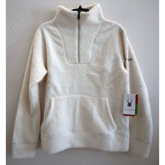 Spyder SWF026 Women's Sz Medium Pearl/Ivory 1/4 Zip Sherpa Jacket - Picture 1 of 10